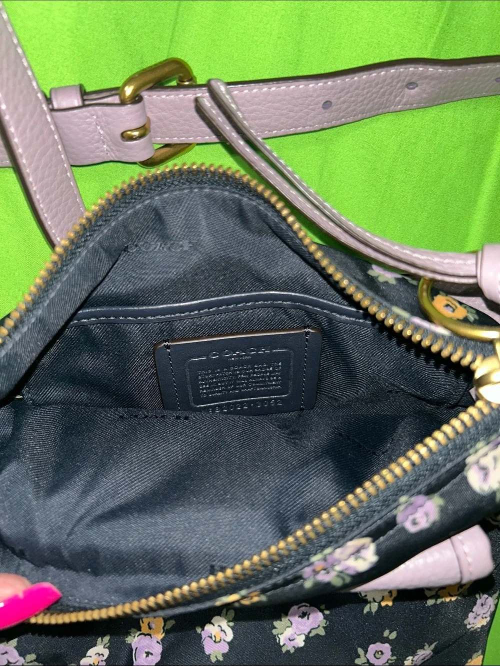 Coach Floral Crossbody Bag in Black and Pale Pink